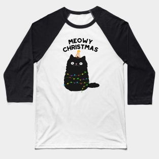 Meowy Christmas Cute Merry Cat Pun Baseball T-Shirt